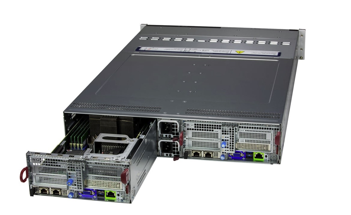 SMC SYS-622BT-DNC,2xNodes,2xLGA-4710,AIOM,6x HS 3.5" SAS3(3808/IT)/NVMe,IPMI,D5(4TB),2U/R2200W