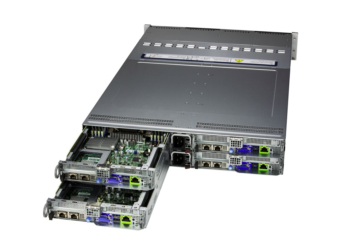 SMC SYS-622BT-HNC,4xNode,2xLGA-4710,Video,AIOM,3xHS 3.5" SAS3(3808/IT)/NVMe,M.2,IPMI,D5(4TB),2U/R3KW