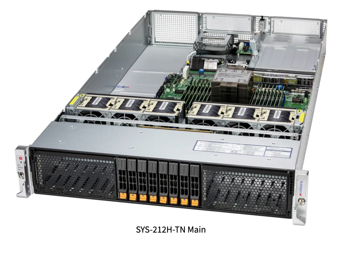 SuperServer Hyper SYS-212H-TN, 2U UP supporting up to 24 hot-swap 2.5¿ NVMe/SAS/SATA bays and 8PCIe 