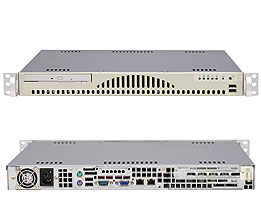 SuperServer 5015M-MR, E7230/DC, 1066Mhz, Video, 2x GB Lan, 1x CD/1x Int Bay, DDR2(8GB) Mini 1U, 260W