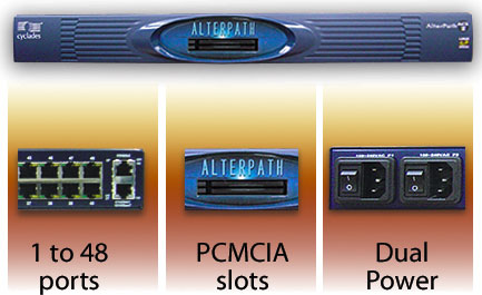 AlterPath ACS8-DDC, Advanced Console Serer, 8x RS232 RJ-45 Ports, 2x PCMCIA Slots, 1U RM, 2x 48VDC