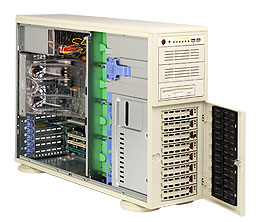 SuperWorkstation 7045A-8, 2x LGA771/QC, PCI-e, 2x GB Lan, 8x HS SCSI+Raid, DDR2(32GB), 4U/645W-LN