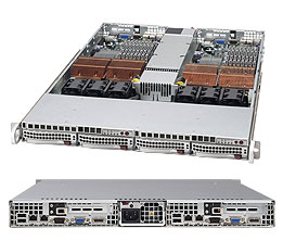 Supermicro SC808T-980B, 1U RM, 4x HS SAS/SATA Bays(2 for each Node), 980W P.S