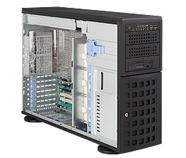 SuperWorkstation 7045W-NTR+, 2x LGA771/QC, UIO, 2x GB Lan, 6x HS SATA+Raid, DDR2(128G), 4U/800W(1+1)