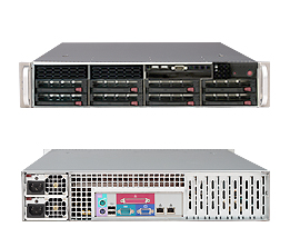 Super 6025W-UR, 2x LGA771/QC, 1600Mhz, UIO, Video, 2x GB Lan, 8x HS SATA, DDR2(64GB), 2U/700W(1+1)