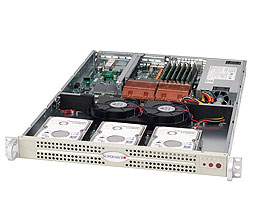 SuperServer 6015C-Ni, 2x LGA771/QC, Video, 2x GB Lan, 3x Int SATA2+Raid, DDR2/48, 1U/520W
