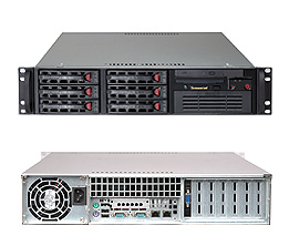 SuperServer 5025B-4, 3210/QC, 1333Mhz, Video, 2x GB Lan, 6x HS SCSI, DDR2(8GB) 2U, 400W
