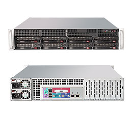 Super 2021A-32R+F, 2x Opt/6C, Video, 2x GB Lan, 8x HS SAS+R5, IPMI, DDR2(128GB), 2U RM, 720W(1+1)80+