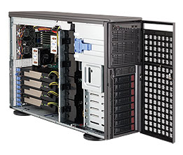Super AS-4021GA-62R+F, 2x Opt/6C, 4x GPU Slots,Video,2x GB Lan,8x HS SAS2,DDR2(128GB), 4U RM, R1400W
