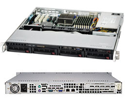 Super 1012G-MTF, 1x 6300/16C, Video, 2x GB Lan, 4x HS SATA Bays, IPMI, DDR3(256G), 1U RM, 350W/80+
