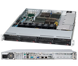 Super 1022G-NTF, 2x 6300/16C, Video, 2x GB Lan, 4x HS SATA Bays, IPMI, DDR3(512G), 1U RM, 560W/80+