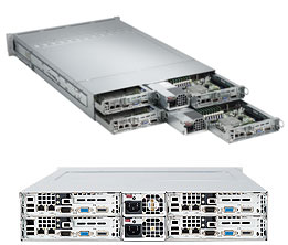 Super 2022TG-HiBQRF, 4x Nodes, 2x 6300/16C, Video, 2x GB Lan, 3x HS Bays, IB, D3/512G,2U,R1400W/80+