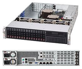 Super 2026T-URF4+, 2x X8/6C, UIO,Video, 4x GB Lan, 16x 2.5" HS SATA , IPMI, DDR3/192GB, 2U/R920W,80+