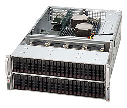Supermicro SC417E16-R1400U, UIO,4U RM,72x (48 front+24 rear) 2.5" HS Bays,1x E16/SAS2,1400W(1+1),80+