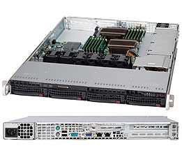 Supermicro SC815TQ-563U, 1U RM, UIO, 4x HS SATA2+1x Slim CD&FDD Bays, 560W, 80+ P.S