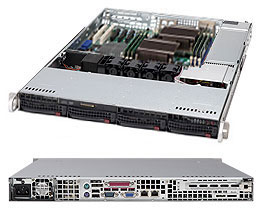 Supermicro SC815T-330, 1U RM, 4x HS SATA2+1x Slim CD&FDD Bays, 330W, 80+ P.S