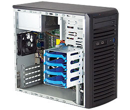 SuperServer 5037C-i, C202/LGA1155, Video, 2x GB Lan, 4x Int SATA2 Bays, DDR3/32GB,Mid-Tower/300W,80+