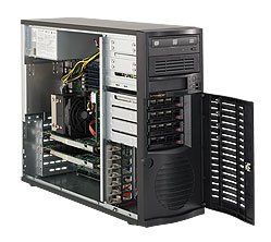 SuperServer 5036A-T, X8/Core i7/QC, 3x PCI-e, 2x GB Lan, 4x HS SATA Bays, DDR3/24GB, Tower/500W, 80+