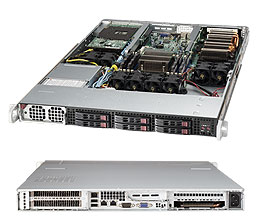 Super 1017GR-TF, X9/8C, 2x GPU Slots, Video, 2x GB NIC, 6x 2.5" HS, IPMI, D3(256GB), 1U/R1400W, 80+