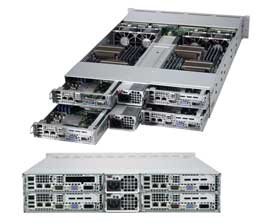 Super 2022TG-H6iBQRF, 4x Nodes,2x 6300/16C,Video,2x GB Lan, 3x HS 3.5" SAS2,IB,D3/256G,2U,R1620W/80+