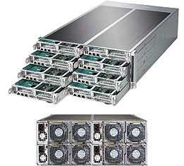 Super F617R2-F72+,8x Nodes, 2x X9/8C,Video,2x GB NIC,4x 2.5" Int SAS2 Bays,IPMI,D3(512G),4U/R1620W