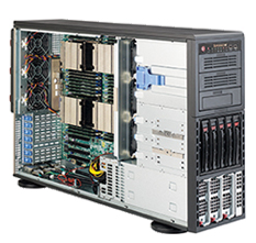 Supermicro SC748TQ-R1K43, 4U RM/Tower, 5x HS SATA2/SAS+2x 5.25"+1x 3.5" Ext Bays, 1400W(1+1), 80+