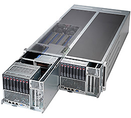 Super F647G2-F73+, 2x Nodes, 2x X9/12C,6x GPUs,Video,2x GB NIC,8x 2.5" HS SAS2,IPMI,D3(1TB),4U,R200W