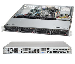 Super 5018A-MLHN4, Atom-C2550, Video, 4x GB Lan, 4x HS SATA3 Bays, IPMI, DDR3/64GB, 1U/200W(LN)