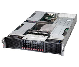 Super 2027GR-TRF-CG, 2x X9/12C, 4x GPUs, Video, 2x GB NIC, 10x 2.5" HS, IPMI, D3(512GB), 2U/R1800W