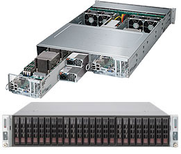 Super 2028TP-DTR, 2xNodes, 2xE5-2600v4, Video, 2x GB/i350, 8x HS 2.5" SATA3+R,IPMI,D4(2TB),2U/R1280W
