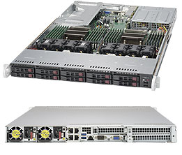 Super 1028U-TR4+, 2x E5-2600v4, Video, 4x GB/i350, 10x HS 2.5" SATA3(C612)+R,IPMI,D4(3TB),1U/R750W