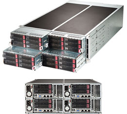 Super F628R3-R72B+, 4xNodes, 2xE5-2600v4, Video, 2x GB, 6+2x HS SAS2(LSI2208),IPMI,D4(2TB),4U/R1280W