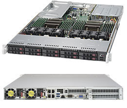 Super 1028U-TNR4T+, 2x E5-2600v4,Video,4x 10GB/RJ45,10x HS 2.5" Bays(2xNVMe),IPMI,D4(3TB),1U/R750W