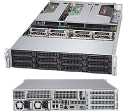 Super 6028UX-TR4, 2xE5-2600v4, Video, 6x PCIe, 4x GB LAN,12x HS SATA3(C612)+R,IPMI,D4(2TB),2U/R1000W