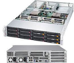 Super 6028U-TNR4T+, 2xE5-2600v4, 6xPCIe,Video,4x10GB,12x HS 3.5"+4x 2.5" NVMe,IPMI,D4(3TB),2U/R1KW