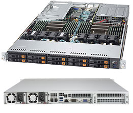 Super 1028U-TN10RT+, 2x E5-2600v4, Video, 2x 10GB/RJ45, 10x HS 2.5" NVMe Bays,IPMI,D4(3TB),1U/R1KW
