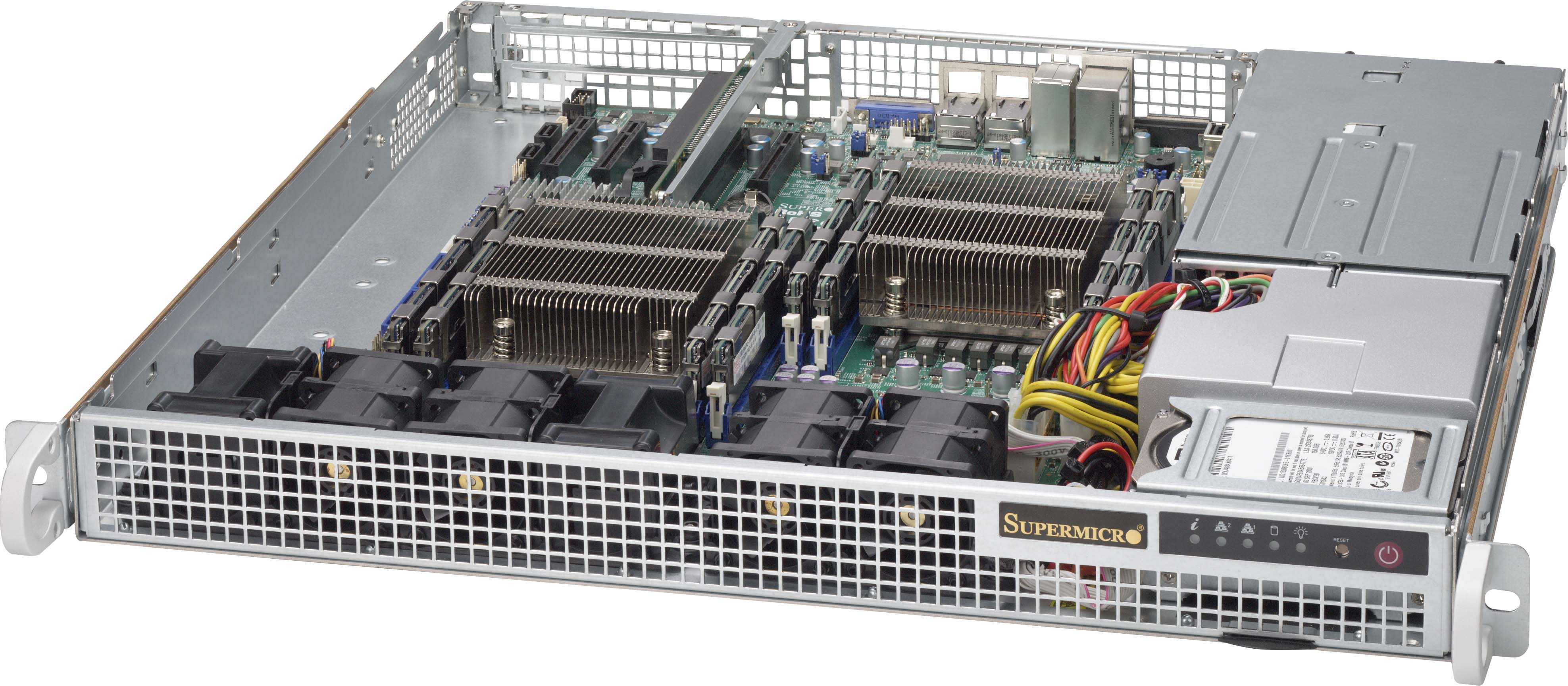 Supermicro SC514-R400W, 1U RM, WIO,Up to 2x  FH Add-On Cards, 2x 2.5" or 1x 3.5" Int Bays,R440W(1+1)