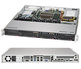 Super 5019S-MN4, E3-1200v5 or i3, Video, 4x GB/i210, 4x HS SATA3 Bays+R, IPMI, D4(64GB), 1U/350W