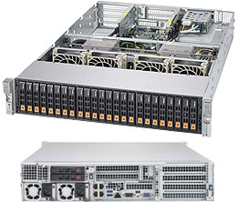 Super 2028U-TN24R4T+, 2x E5-2600v4, Video, 4x 10GB, 24x 2.5" NVMe, IPMI,D4(3TB),2U/R1600W