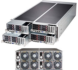 Super F628G2-FT+, 4x Node, F I/O,3xGPU,2xE5-2600v4,Video,2x GB,6x HS 2.5" SATA3,IPMI,D4(2TB),4U/R2KW