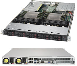 Super 1028UX-LL1-B8, 2x E5-2643v4 CPU, 64GB D4, 4x GB, 10x HS 2.5" SAS3(LSI3108)+NVMe, IPMI,1U/R750W