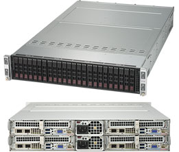 Super 2028TP-HTR-SIOM, 4x Nodes,2xE5-2600v4,Video,2xGB,6x HS 2.5" SATA3(C606)+R,IPMI,D4(2TB),2U/R2KW