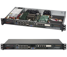 Super 5018D-FN8T, Xeon D-1518/4C/8T,Video,2x10GB/SFP+,1x 3.5" Bay,IPMI,D4/128GB,1U/200W(Low Noise)