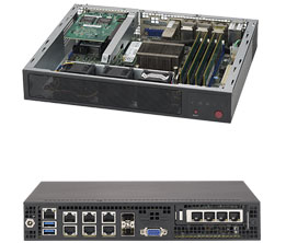 Super E300-8D, D-1518-2.2Ghz CPU(4C/8T), VGA, 2x 10GB/SFP+, 1x 2.5" Bay, Mini-1U, DC Power Adapter