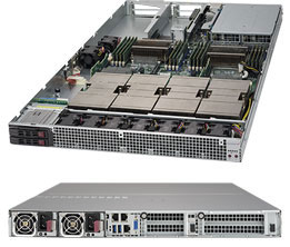 Super 1028GQ-TXRT,2xE5-2600v4,Up to 4x Tesla P100,Video,2x10GB,2xHS+2x2.5" Bays,IPMI,D4(2TB),1U/R2KW