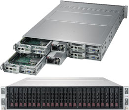 Super 2029TP-HTR, 4xNodes,2x LGA3657, Video, 1x SIOM,6x HS 2.5" SATA3(C621)+R,IPMI,D4(2TB),2U/R2200W