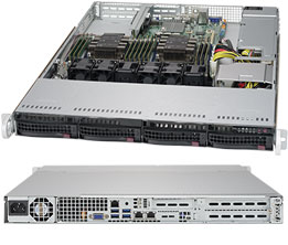 Super 6019P-WT, 2x LGA3647, 4x PCIe, Video, 2x 1GB/X722, 4x HS SATA3(C621)+R, IPMI,D4(1.5TB),1U/600W