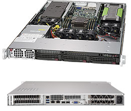 Super 5019GP-TT, 1x LGA3647, 2x GPUs, Video,2x 10GB/X550,3x HS SATA3(C621)+R,IPMI,D4(768GB),1U/1400W