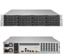Super 6029P-E1CR12T, 2x LGA3647, Video, 2x 10GB/X557,12xHS SAS3(3108/HW Raid),IPMI,D4(2TB),2U/R1200W