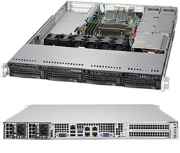 Super 5019S-W4TR, E3-1200v5/v6, WIO, Video, 4x 10GB/X540, 4x HS SATA3 Bays+R, IPMI,D4(64GB),1U/R500W